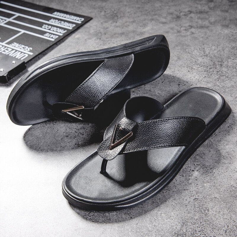 Herr Andas Halkfria Bekväma Flipflops Med Klippta Casual Strandtofflor