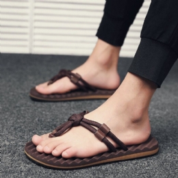 Herr Andas Vävda Skosnören Mjuk Botten Halkfri Bekväma Flip Flops Casual Tofflor