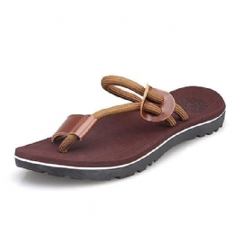 Herr Casual Pu Läder Clip Toe Tofflor Strandskor