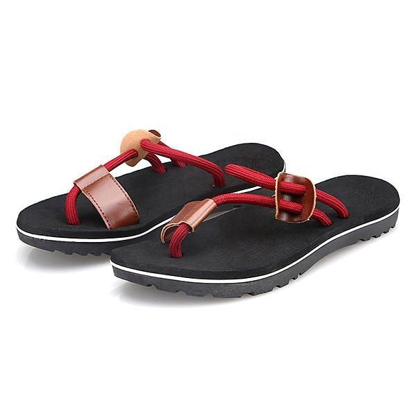 Herr Casual Pu Läder Clip Toe Tofflor Strandskor