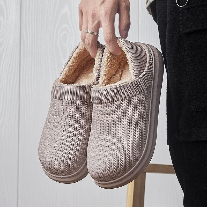 Herr Comfy Wide Fit Rund Toe Varma Lätt Slip-on Home Tofflor