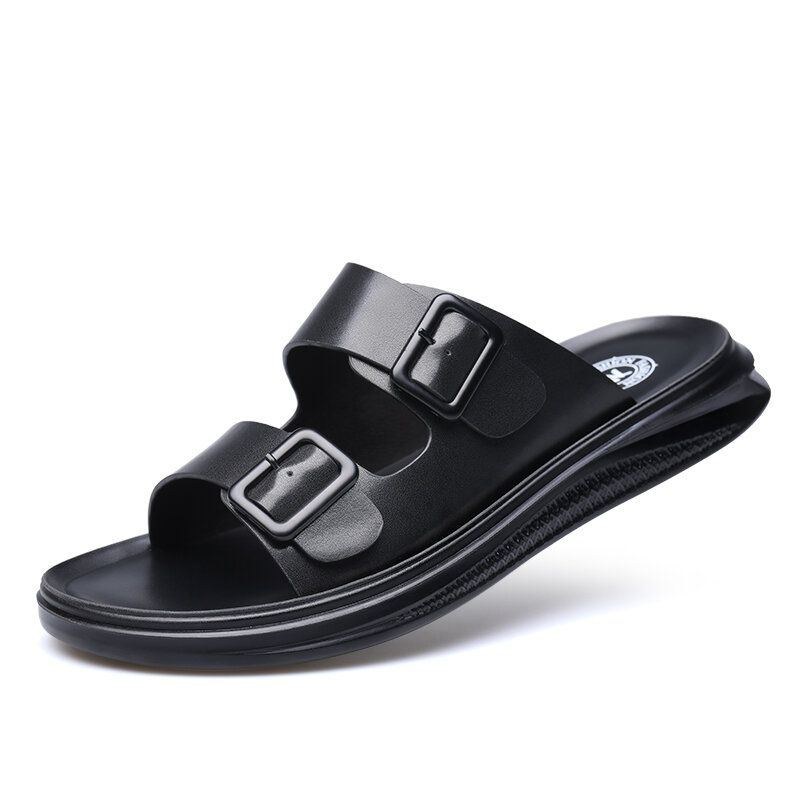 Herr Kohud Casual Comfy Soft Sole Beach Läder Tofflor