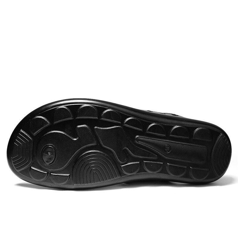 Herr Läder Andas Mjuk Sula Halkfri Bekväma Utomhus Flip Flops Casual Tofflor