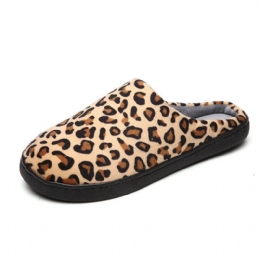 Herr Leopard Bomull Varm Halkfri Bärbar Sula Slip-on Hemtofflor