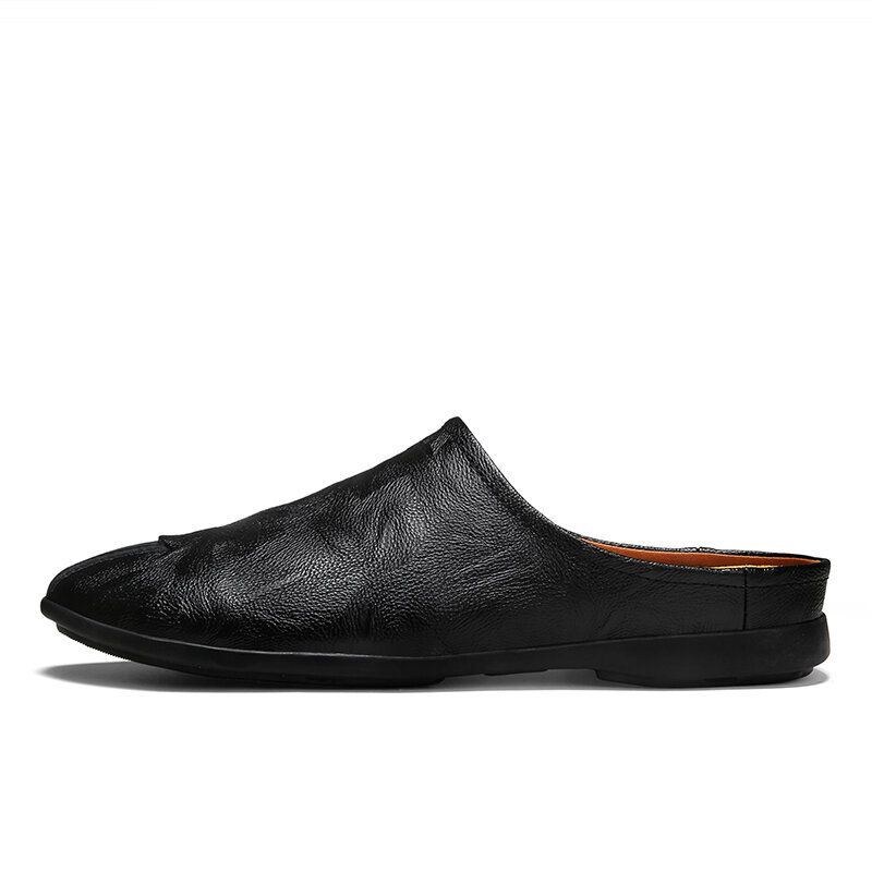 Herr Microfiber Läder Mjuk Sula Halkfri Klassiska Solid Closed Toe Casual Tofflor