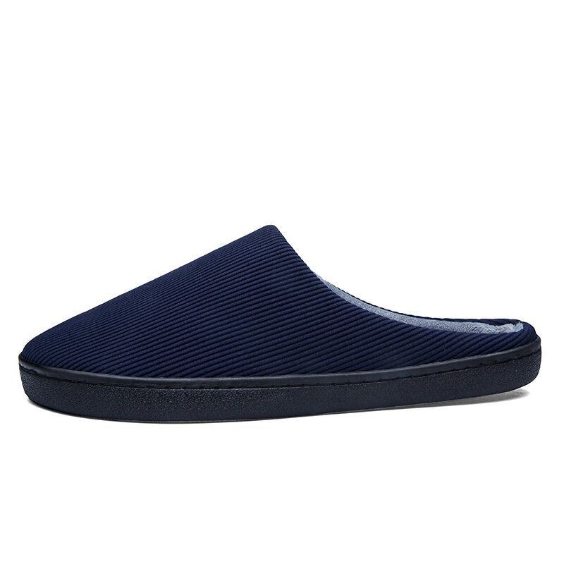 Herr Pure Color Rund Toe Halkfria Varma Slip-on Hemma Bomullstofflor