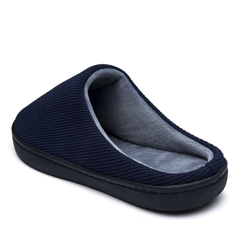 Herr Pure Color Rund Toe Halkfria Varma Slip-on Hemma Bomullstofflor