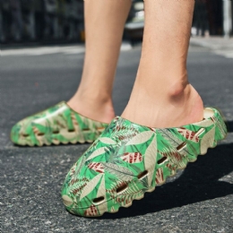 Herr Pvc Coconut Tree Print Mjuk Tjock Sula Halkfri Bekväm Andas Sommar Casual Hemma Slide Tofflor