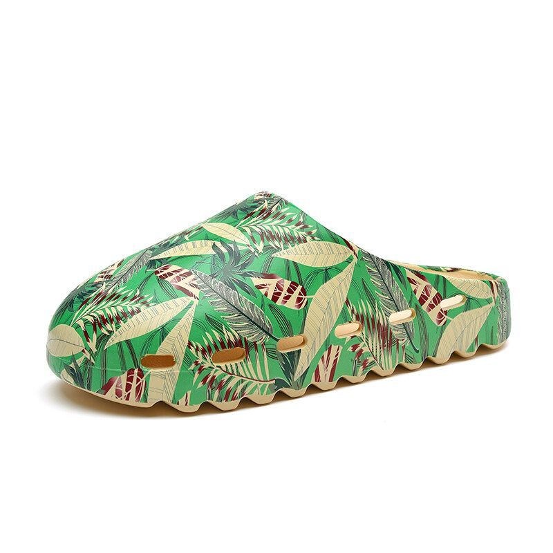 Herr Pvc Coconut Tree Print Mjuk Tjock Sula Halkfri Bekväm Andas Sommar Casual Hemma Slide Tofflor