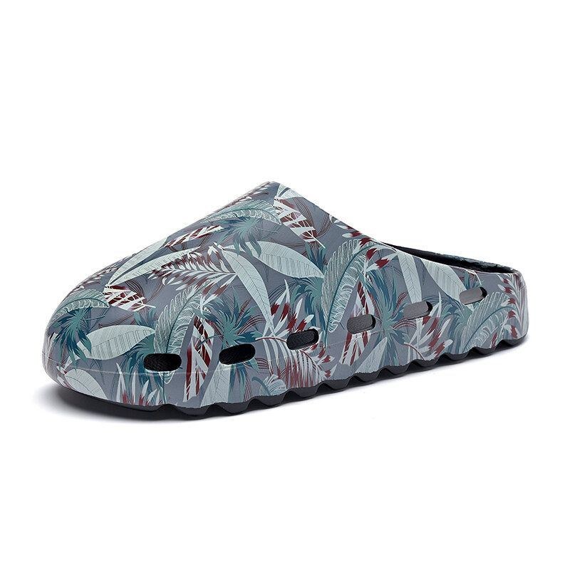 Herr Pvc Coconut Tree Print Mjuk Tjock Sula Halkfri Bekväm Andas Sommar Casual Hemma Slide Tofflor