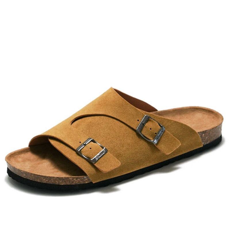 Herr Utomhus Strand Casual Slide Sandaler Pu Läder Tofflor