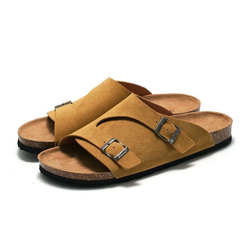 Herr Utomhus Strand Casual Slide Sandaler Pu Läder Tofflor