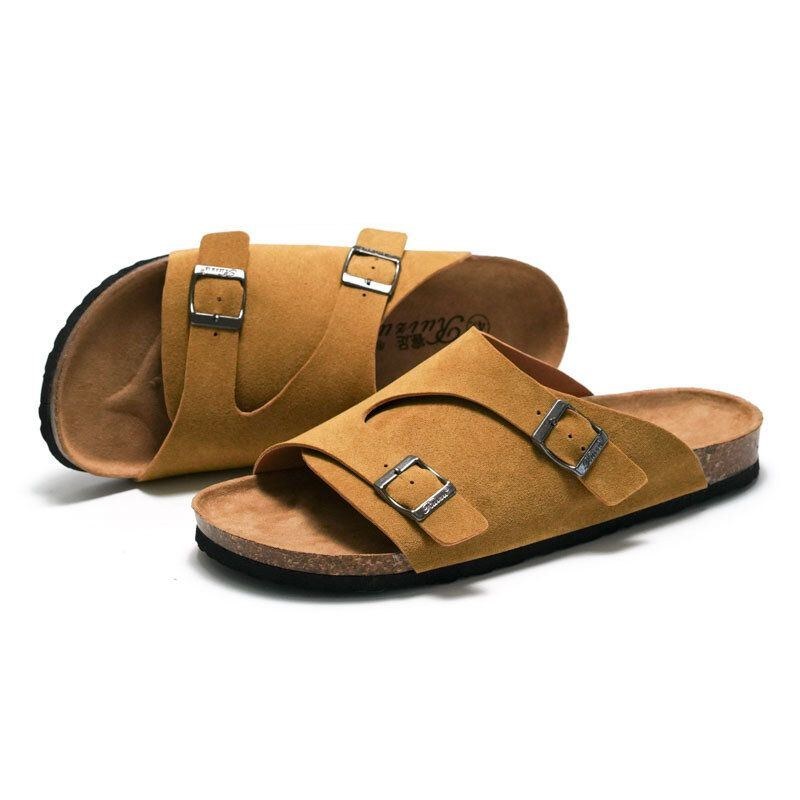 Herr Utomhus Strand Casual Slide Sandaler Pu Läder Tofflor