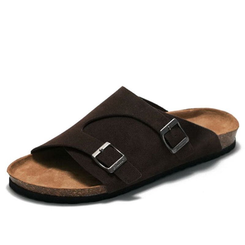 Herr Utomhus Strand Casual Slide Sandaler Pu Läder Tofflor