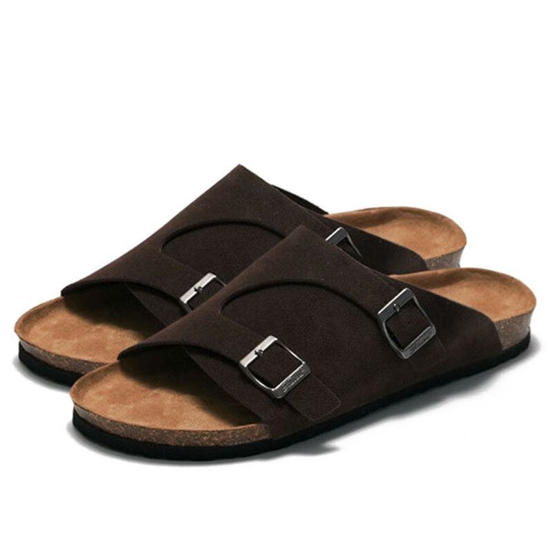 Herr Utomhus Strand Casual Slide Sandaler Pu Läder Tofflor