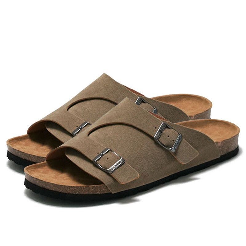 Herr Utomhus Strand Casual Slide Sandaler Pu Läder Tofflor