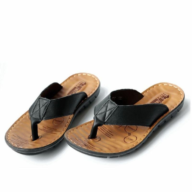 Kohud För Män Andas Halkfria Flip Flops Casual Strandtofflor