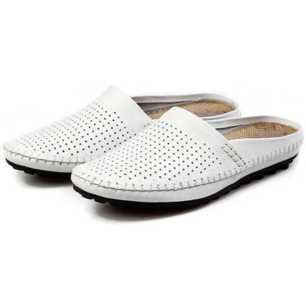 Tofflor Män Hollow Out Casual Beach Slip On I Läder