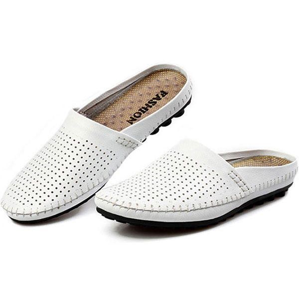 Tofflor Män Hollow Out Casual Beach Slip On I Läder