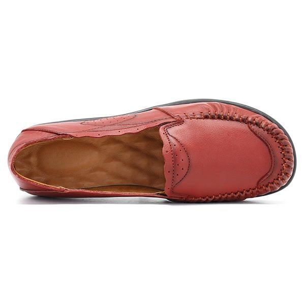 Äkta Läder Dam Bekväma Casual Flat Loafers