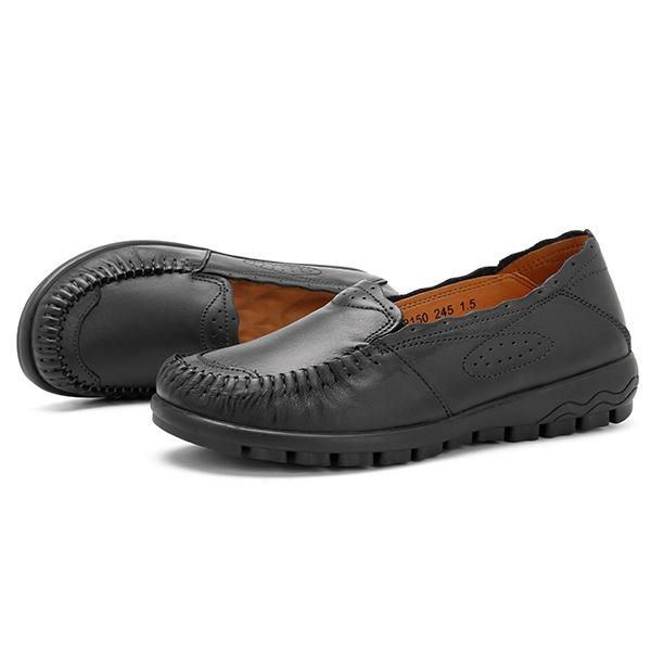 Äkta Läder Dam Bekväma Casual Flat Loafers