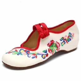 Blommor Broderade Slip On Retro Flat Loafers För Kvinnor