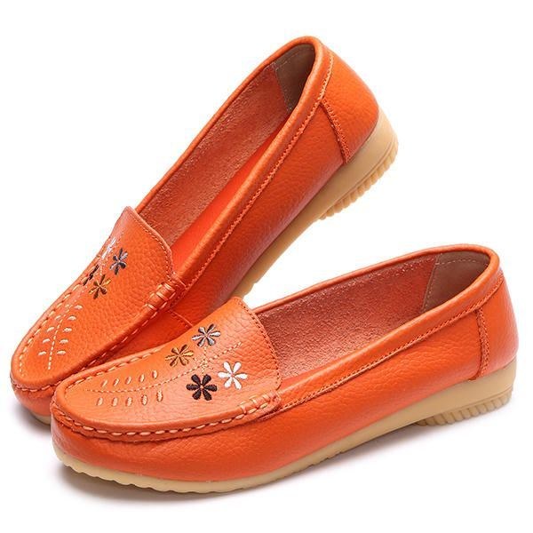 Blomsterbroderi För Kvinnor Casual Slip On Flat Shoes