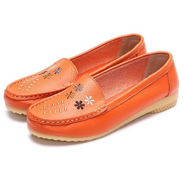 Blomsterbroderi För Kvinnor Casual Slip On Flat Shoes