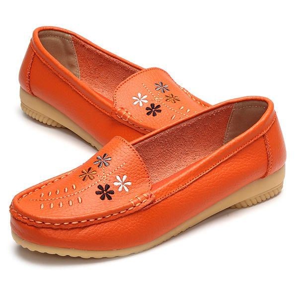 Blomsterbroderi För Kvinnor Casual Slip On Flat Shoes