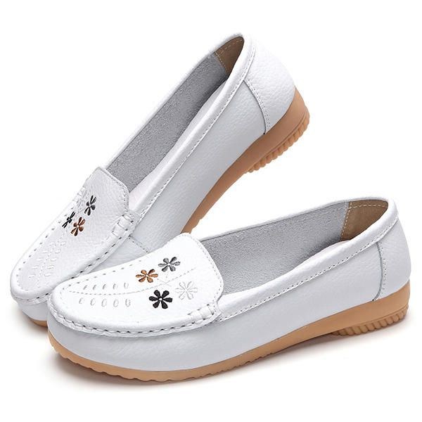 Blomsterbroderi För Kvinnor Casual Slip On Flat Shoes