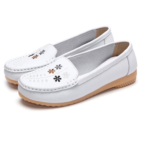 Blomsterbroderi För Kvinnor Casual Slip On Flat Shoes