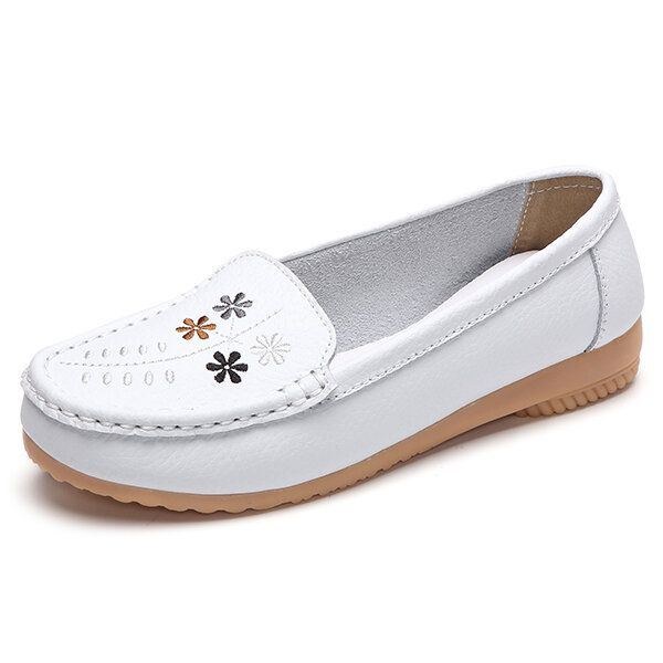 Blomsterbroderi För Kvinnor Casual Slip On Flat Shoes