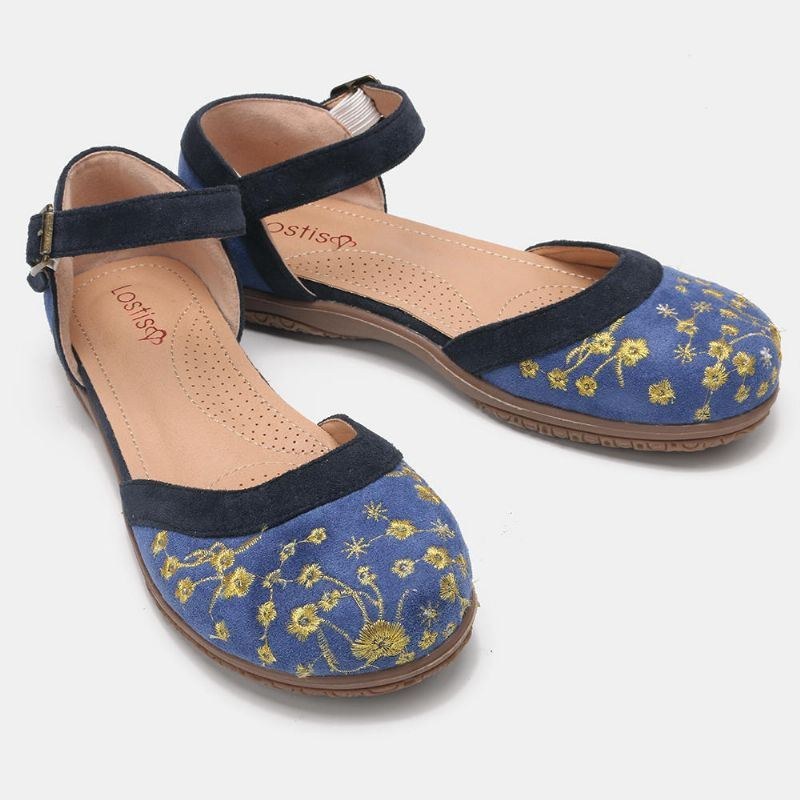 Blomsterbroderi För Kvinnor Mjuk Sula Halksäker Casual Flats