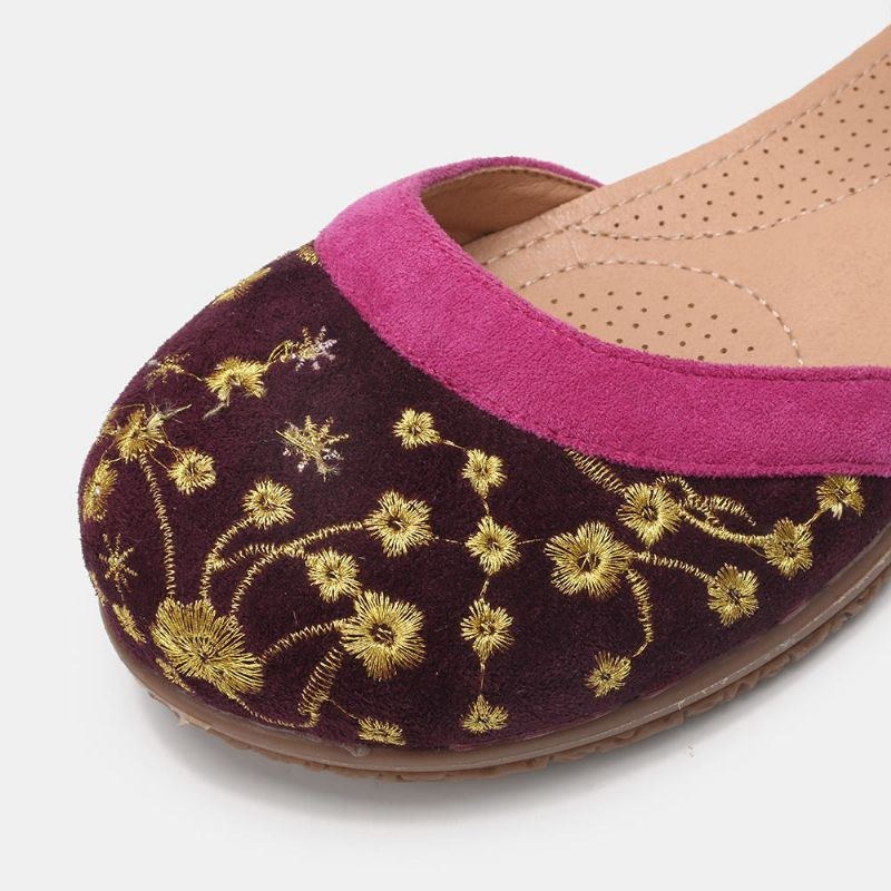 Blomsterbroderi För Kvinnor Mjuk Sula Halksäker Casual Flats