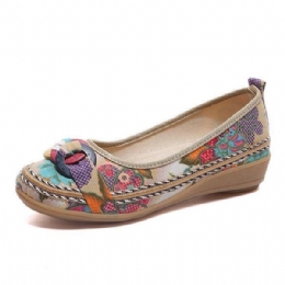 Broderi Flower Slip On Flat Loafers För Kvinnor