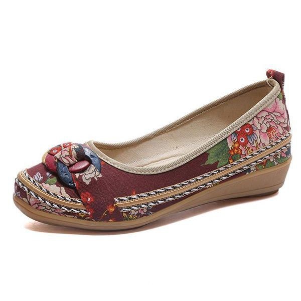 Broderi Flower Slip On Flat Loafers För Kvinnor