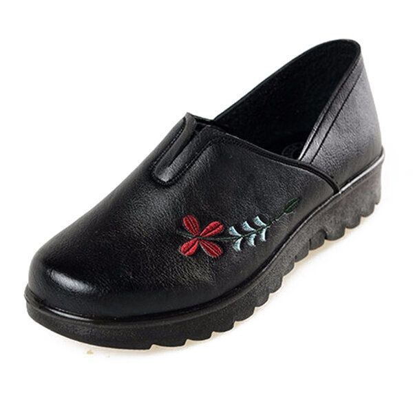 Broderi Mjuk Sula Casual Shoe Comfy Slip On Flat Loafers För Kvinnor