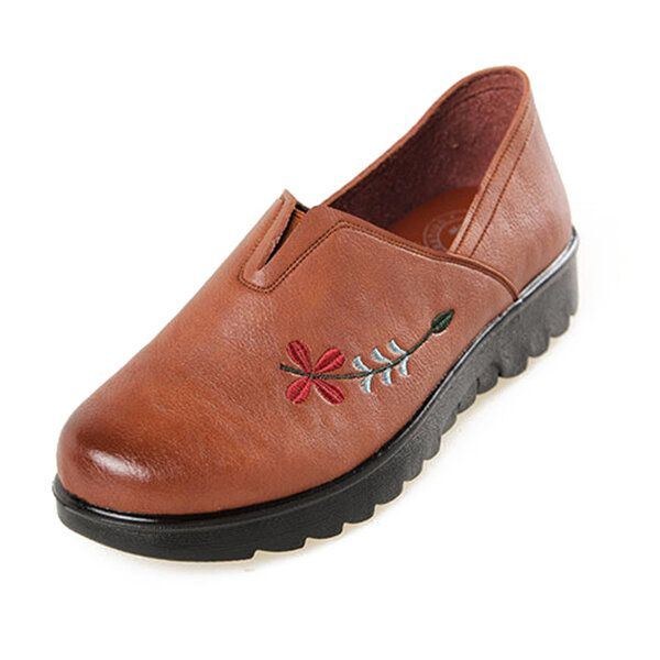 Broderi Mjuk Sula Casual Shoe Comfy Slip On Flat Loafers För Kvinnor