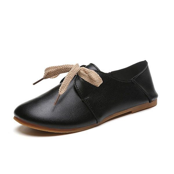 Casual Rund Toe Lace Up Casual Flat Loafers För Kvinnor