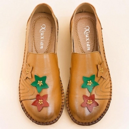 Casual Soft Star Flat Leather Loafers För Kvinnor