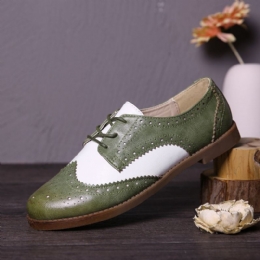 Color Block Snörning Casual Dam Brogue Flats Skor