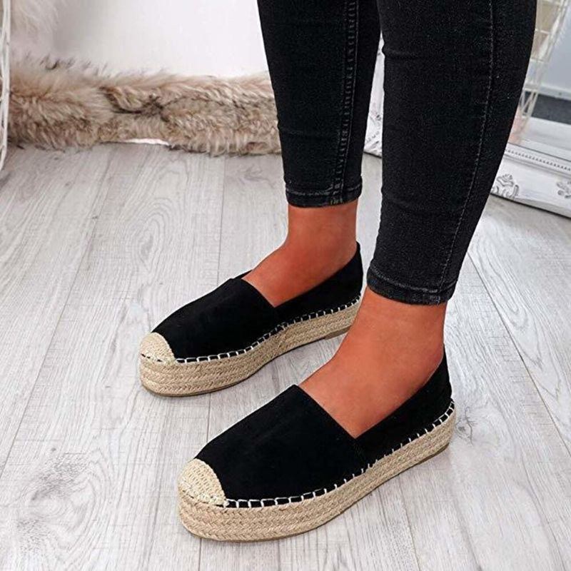 Dam Bekväm Bärbar Casual Espadrille Slip On Platform Flats