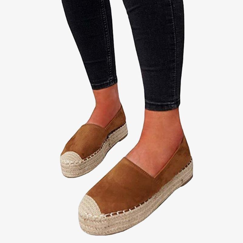 Dam Bekväm Bärbar Casual Espadrille Slip On Platform Flats