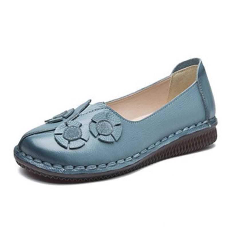 Dam Blommor Dekor Bekväm Casual Slip On Flat Loafers