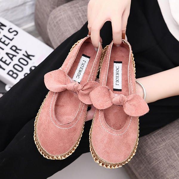 Dam Bowknot Rund Toe Slip-on Mocka Outdoor Flat Casual Shoes