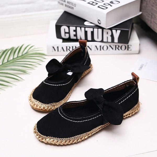 Dam Bowknot Rund Toe Slip-on Mocka Outdoor Flat Casual Shoes