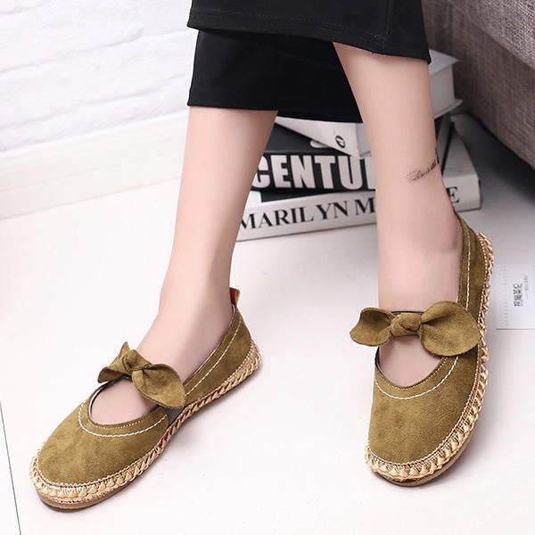 Dam Bowknot Rund Toe Slip-on Mocka Outdoor Flat Casual Shoes