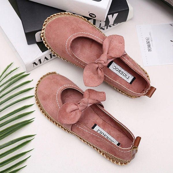 Dam Bowknot Rund Toe Slip-on Mocka Outdoor Flat Casual Shoes