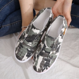 Dam Camouflage Canvas Wide Fit Comfy Bärbara Casual Flats