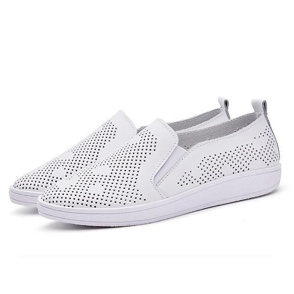 Dam Casual Andningsbara Loafers Ihåliga Slip-on Platta Skor Med Mjuk Sula